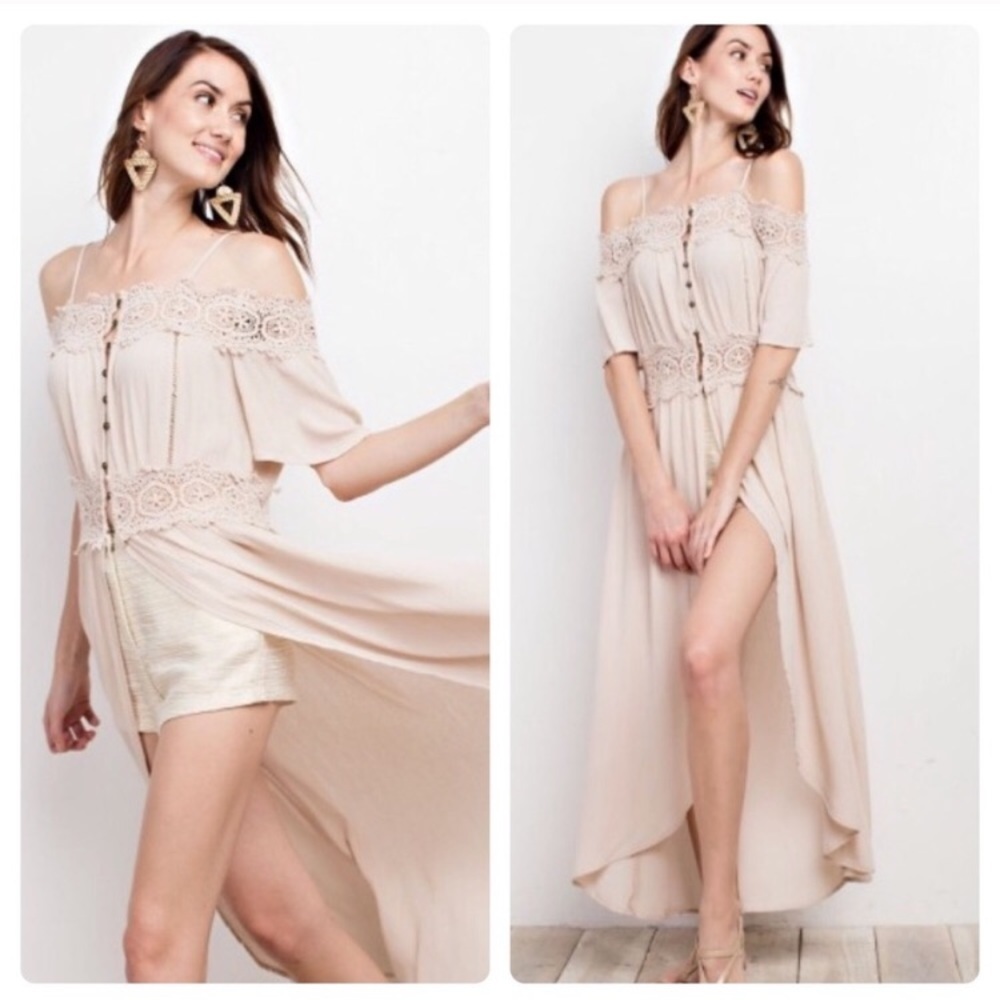Boho lace trim maxi top